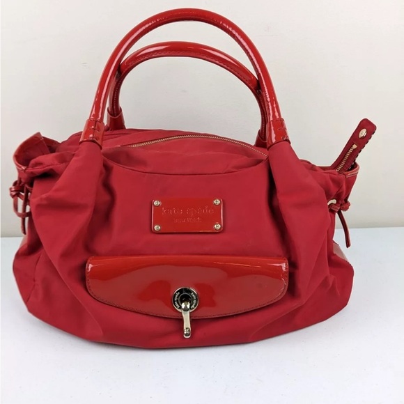 Kate Spade New York Red Faux Patent Leather and Vinyl Shoulder Bag - Picture 2 of 12